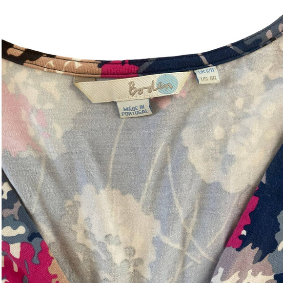 Boden Fireworks Twist Front Jersey Navy Blue Pink Floral Dress - Picture 5 of 6